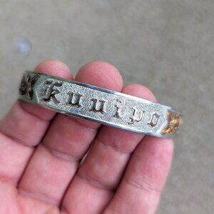 Vtg Hawaiian Sterling Silver Bangle Bracelet "KUUIPO" Plumeria Marked 925 KB